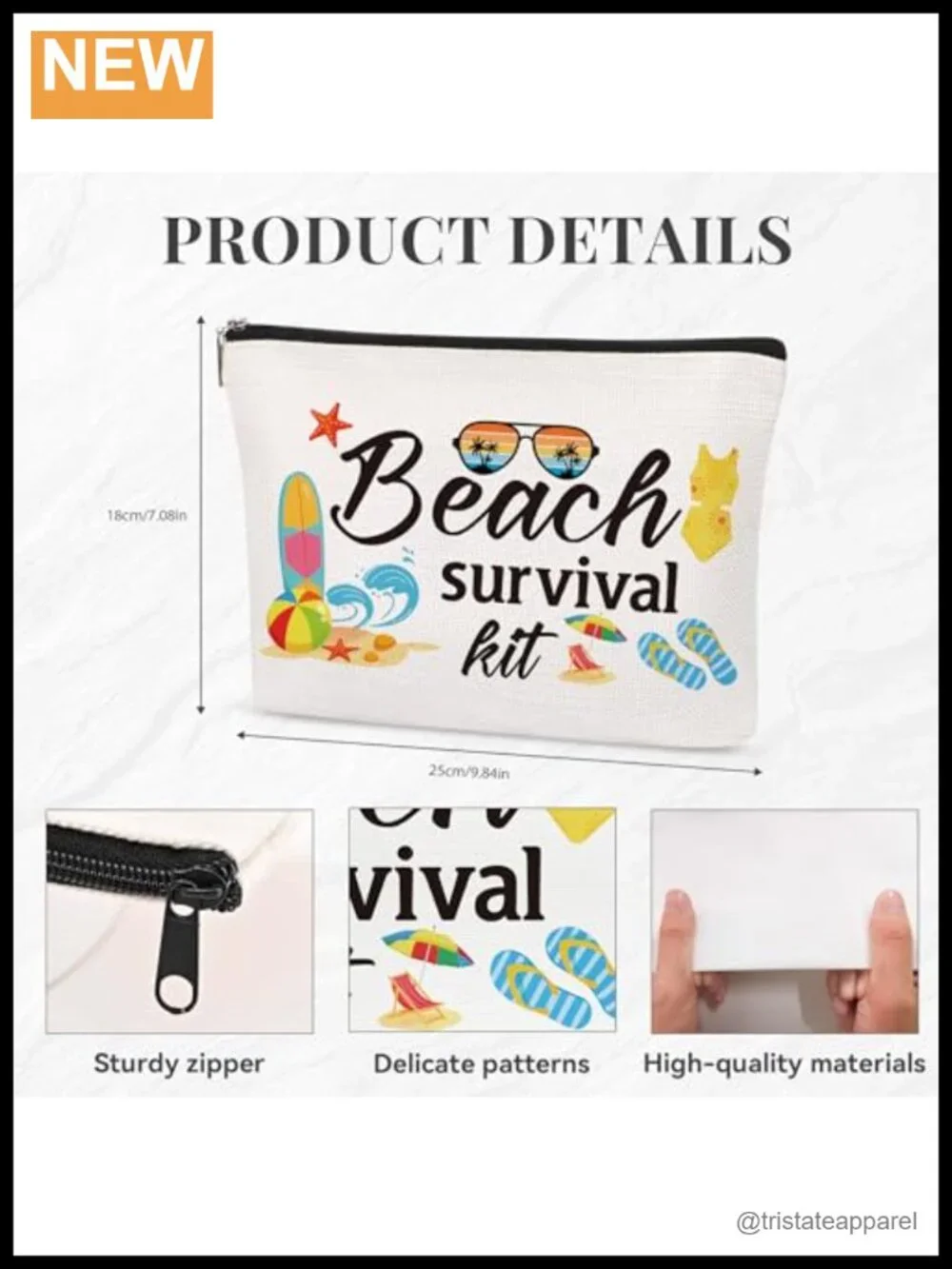 Canvas Cosmetic Bag with Zipper Travel Organizer Pouch